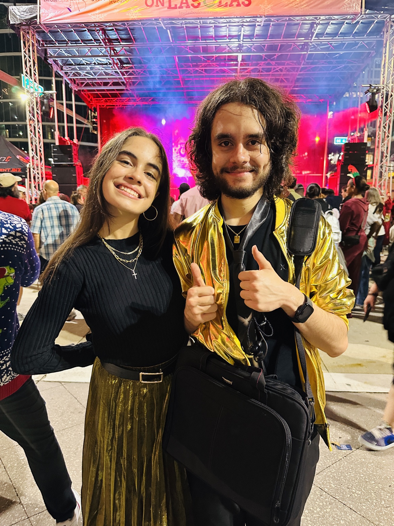 Jake and Sky at a holiday event